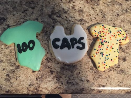 CAPS baby shower cookies